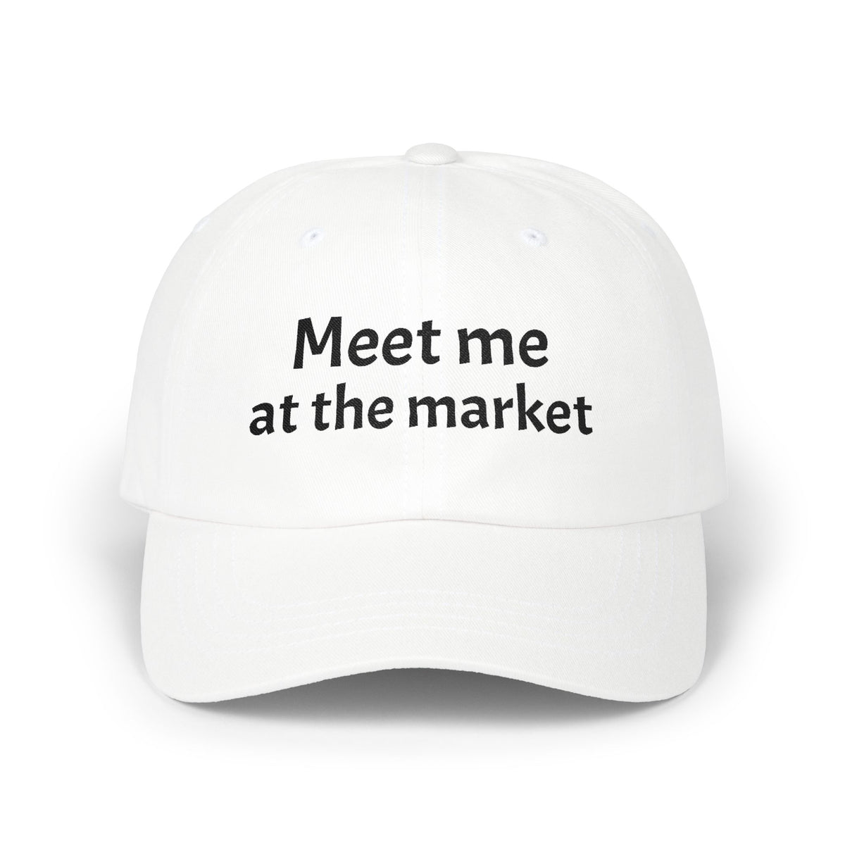 Meet Me at the Market Classic Trucker Cap | Embroidered White Baseball Hat