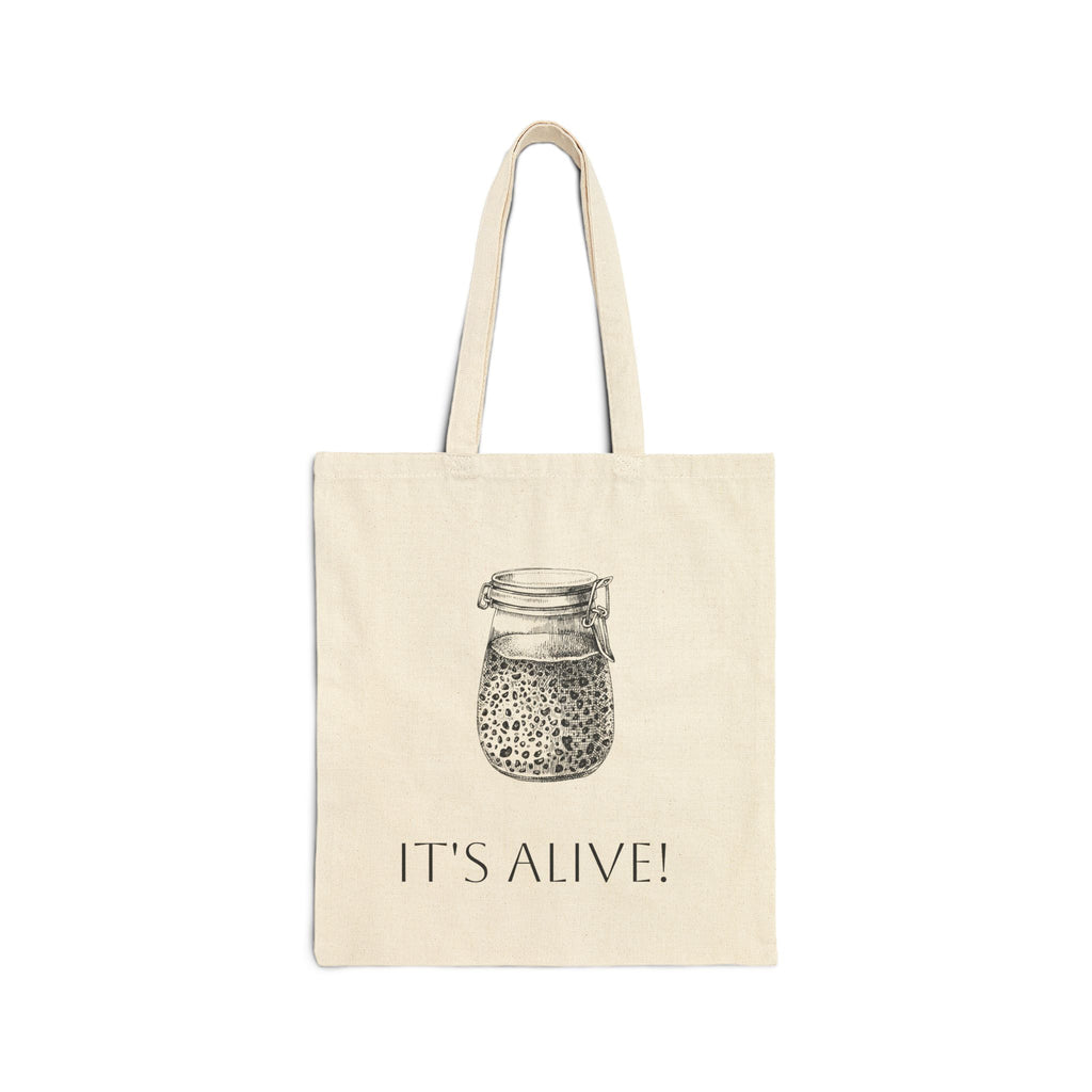 Canvas Tote Bag – Sourdough Starter Jar & "It’s Alive!"  - Eco Grocery Bag