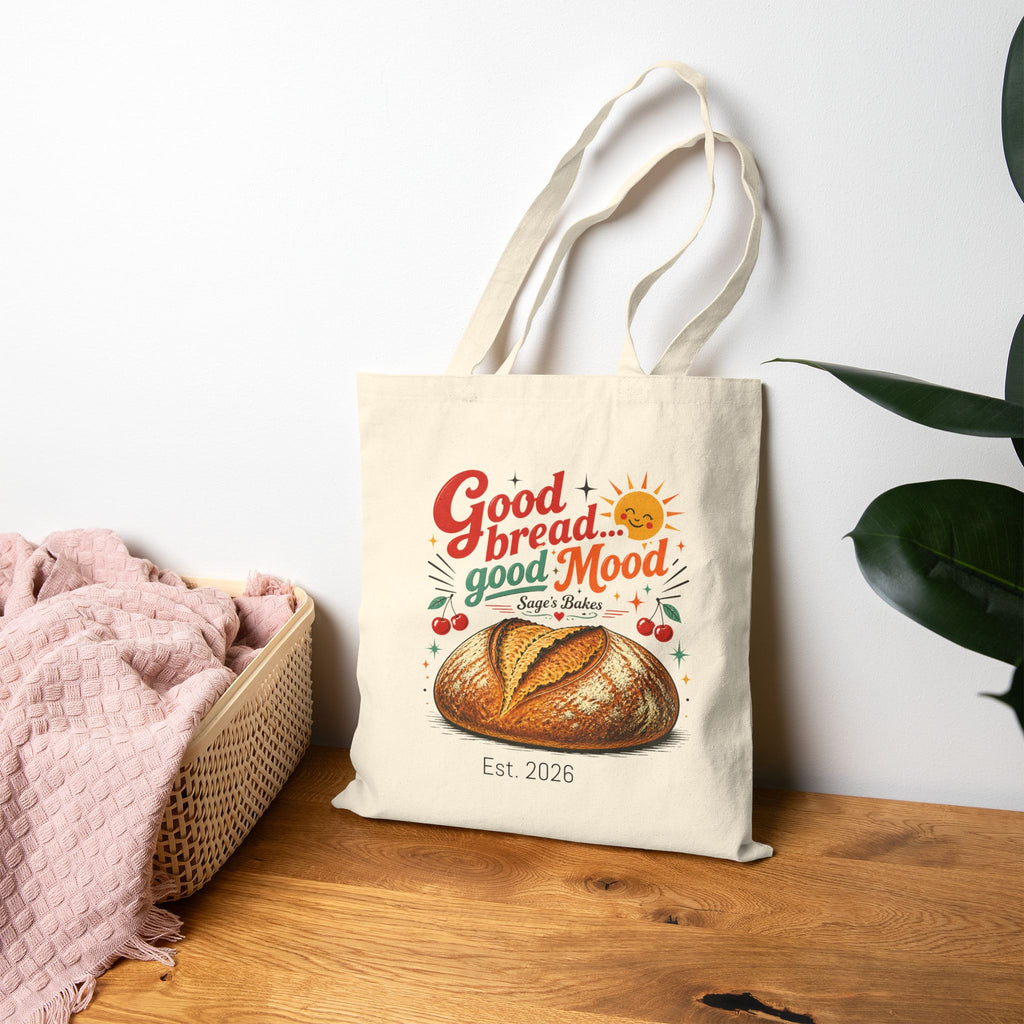 Tote Bag — "Good Bread, Good Mood" Bakery Canvas Tote