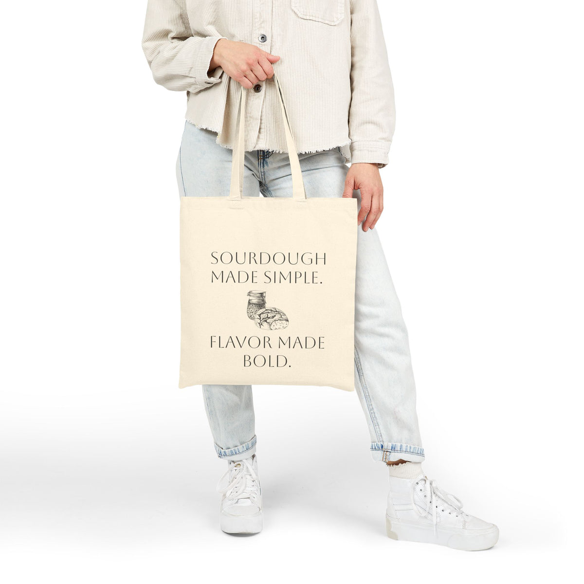 Sourdough Made Simple. Flavor Made Bold.  Canvas Tote - Baker Sourdough Bread Market Grocery Bag