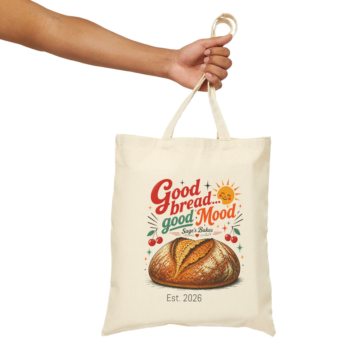 Tote Bag — "Good Bread, Good Mood" Bakery Canvas Tote