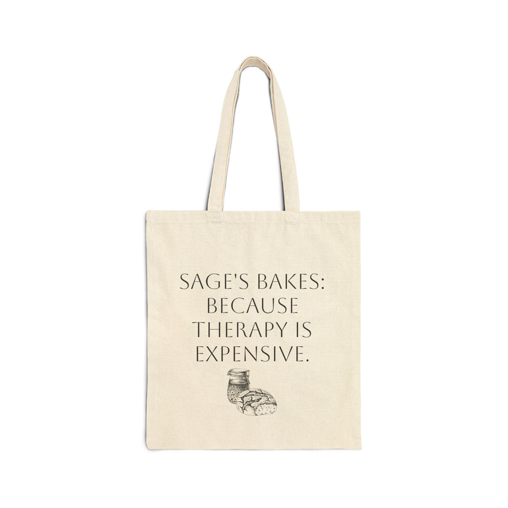 Sage's Bakes Tote Bag — "Sage's Bakes: Because Therapy Is Expensive" Canvas Market Tote