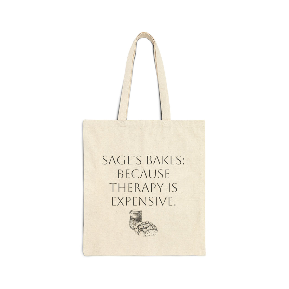 Sage's Bakes Tote Bag — "Sage's Bakes: Because Therapy Is Expensive" Canvas Market Tote