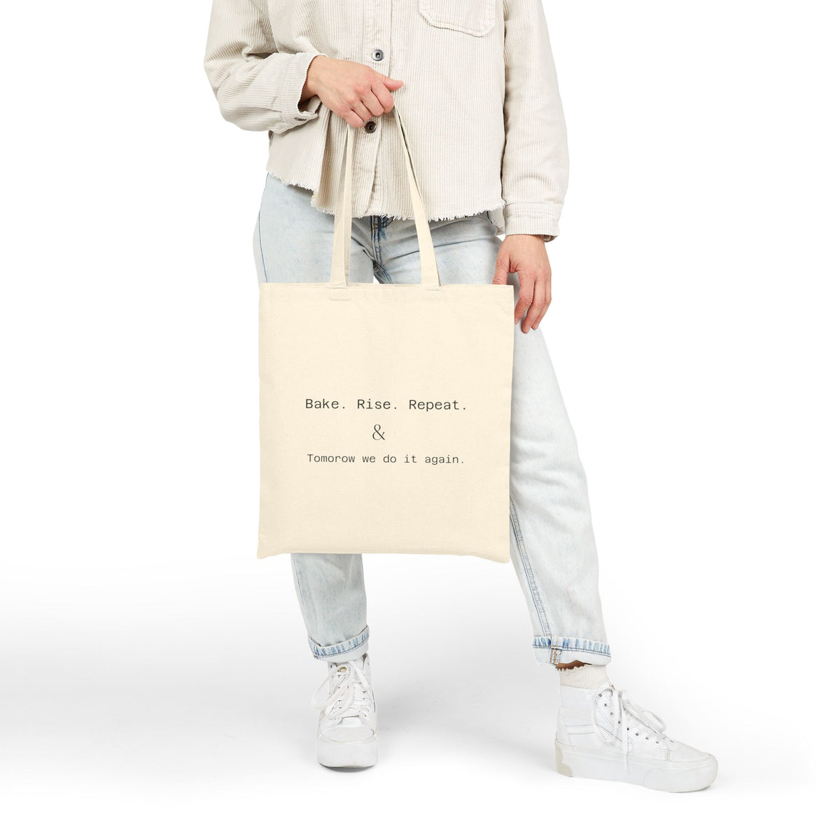 Canvas Tote Bag - "Bake. Rise. Repeat." Minimalist Baker Quote Grocery Market Tote