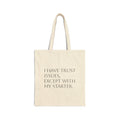 Canvas Tote Bag – “I Have Trust Issues, Except With My Starter.” Funny Coffee & Car Lover Tote
